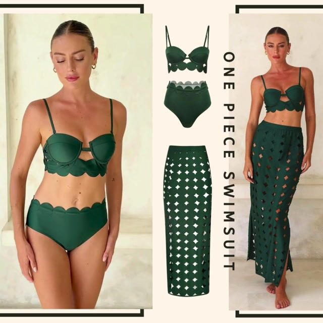 Laser Cutting Circularity Bikini Swimsuit and Split Skirt