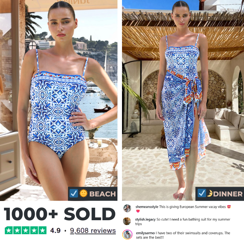 Printed One Piece Swimsuit and Sarong