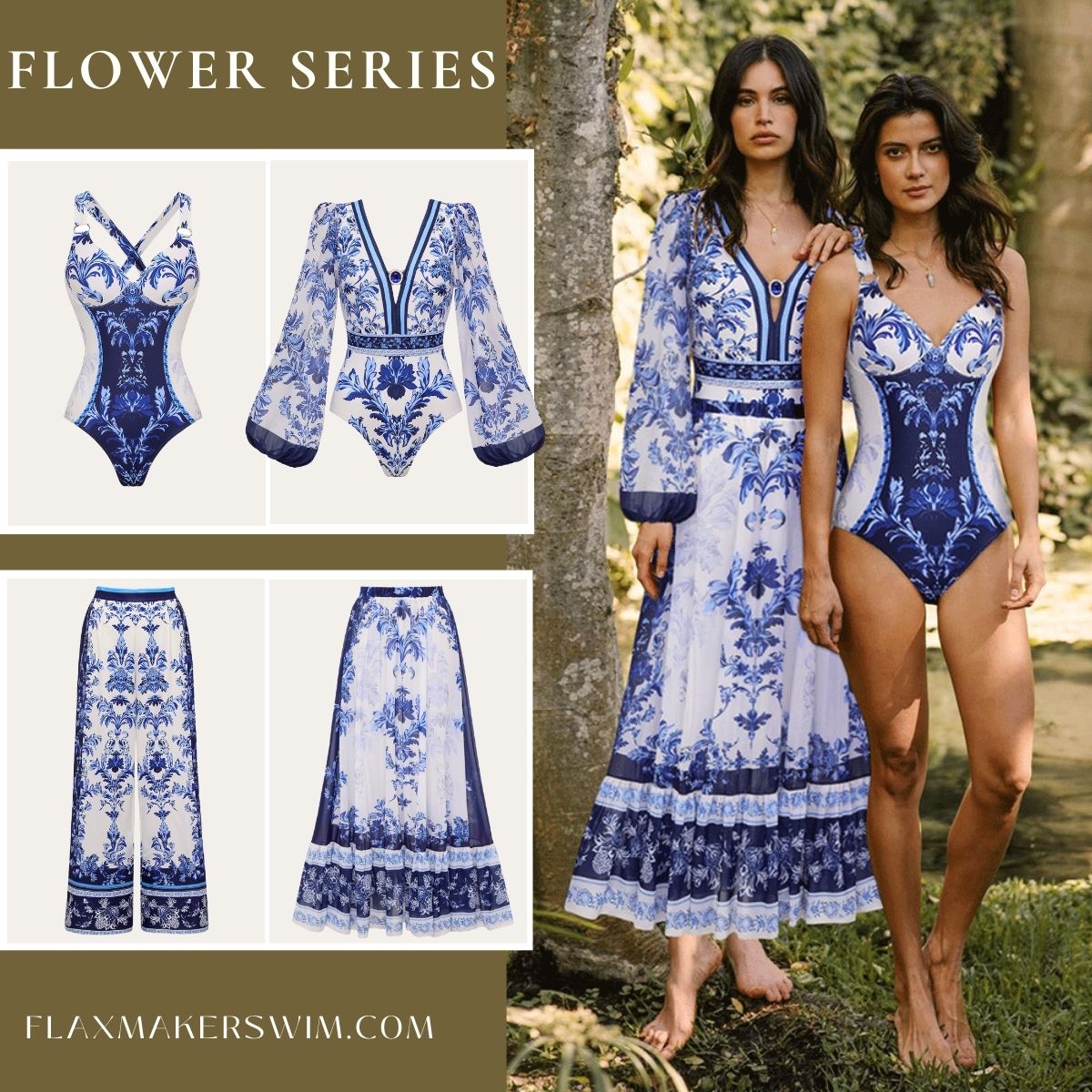 Adjustable Sling Lace Up Flower Print One Piece Swimsuit and Skirt/Pants