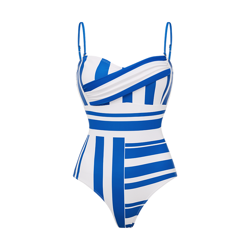 Sling Water Ripple Printed One Piece Swimsuit and Skirt Flaxmaker