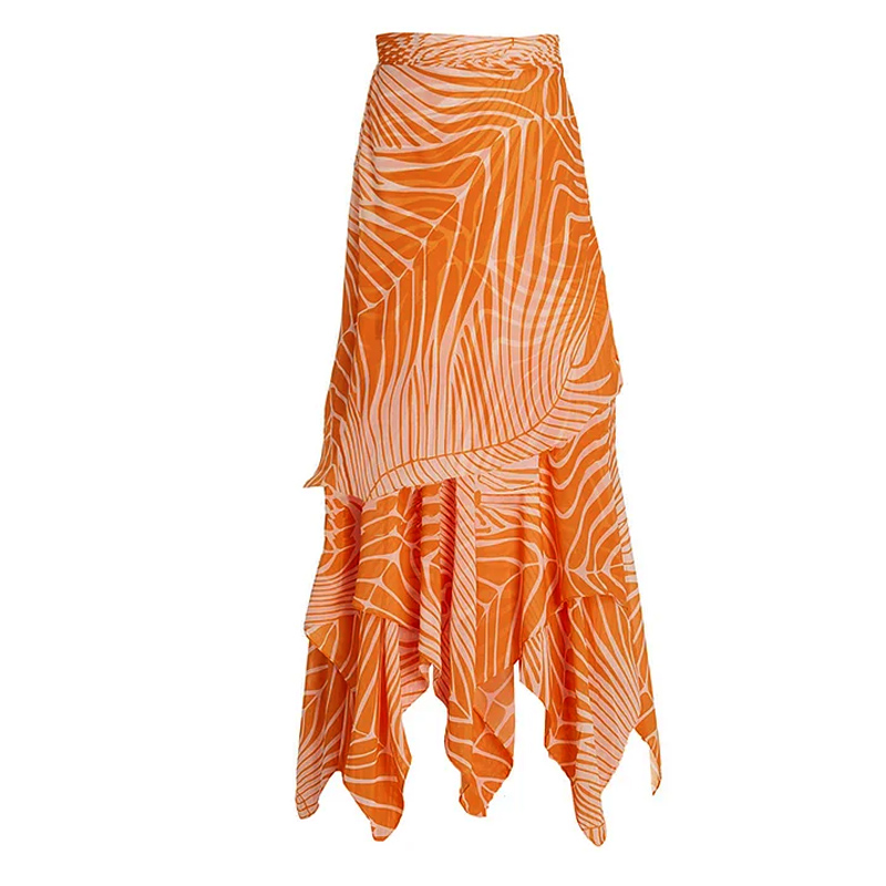 3D Flower Printed One Piece Swimsuit and Skirt Flaxmaker