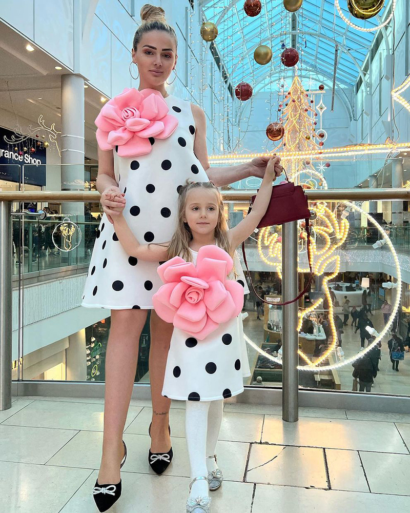 Mom&Me 3D Flower Polka Sleeveless Dress