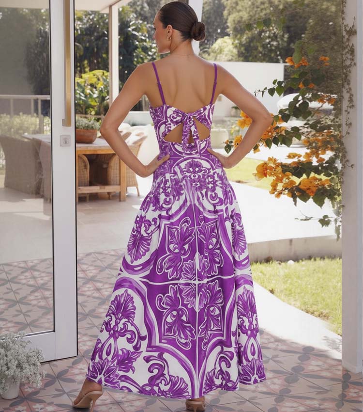 Sling Classic Majolica Series Pattern Print One Piece Swimsuit and Skirt or Shorts