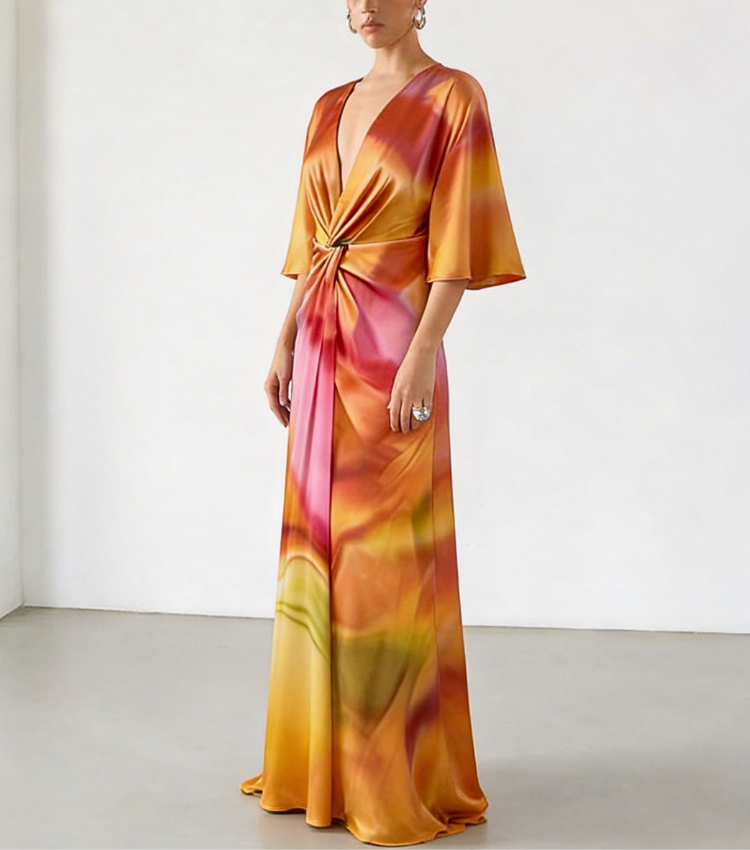 Aureate Blush Wrap Knot Dress