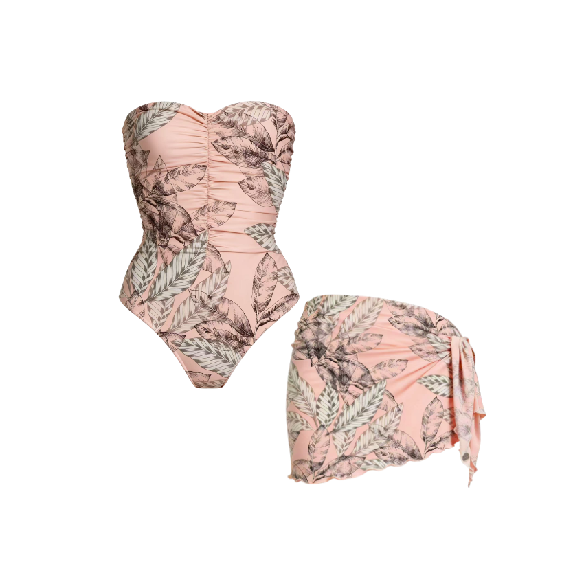 [Copy][Copy]Color-Blocked Blooming Flower Print Swimsuit Set(s)