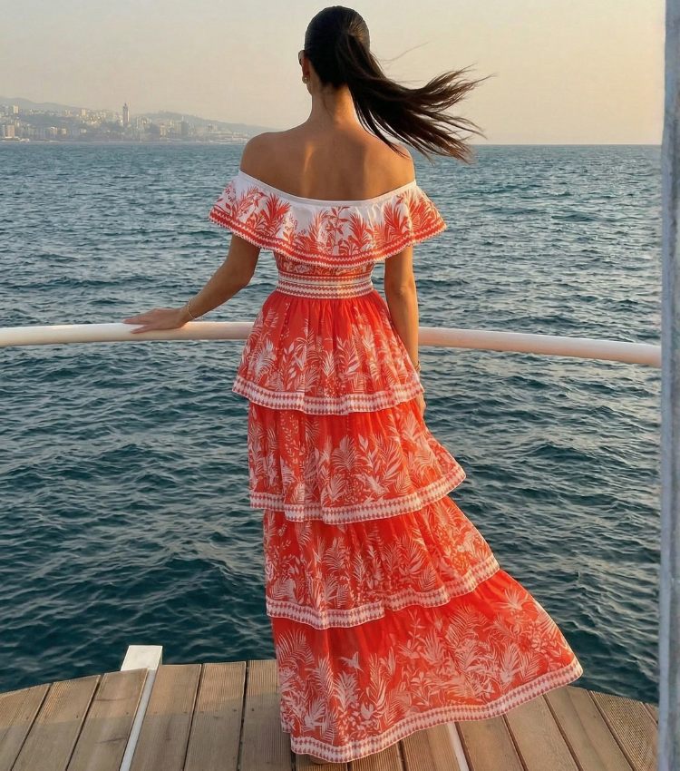 Tropic Flame Off-Shoulder Swimsuit Set(s)