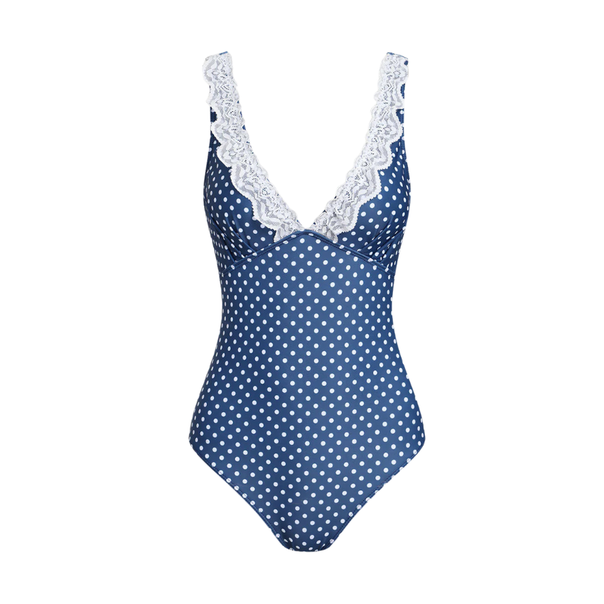 Cobalt Polka Lace Halter Swimsuit Set(s)