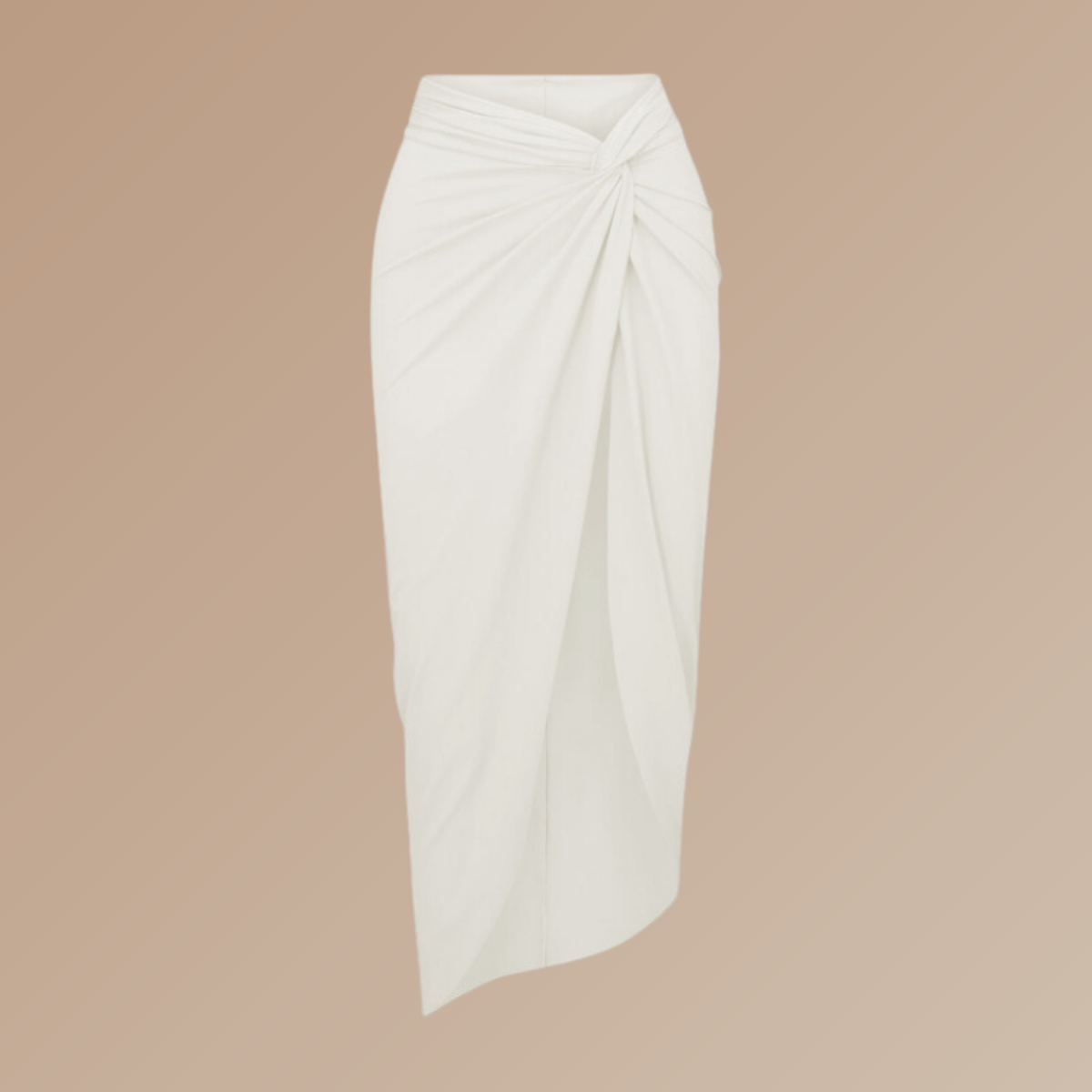 Ruffled Detail White High Waist Bikini Swimsuit and Sarong Flaxmaker