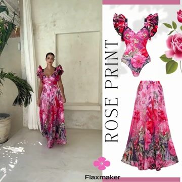 Ruffled Blooming Flowers Print One Piece Swimsuit and Sarong