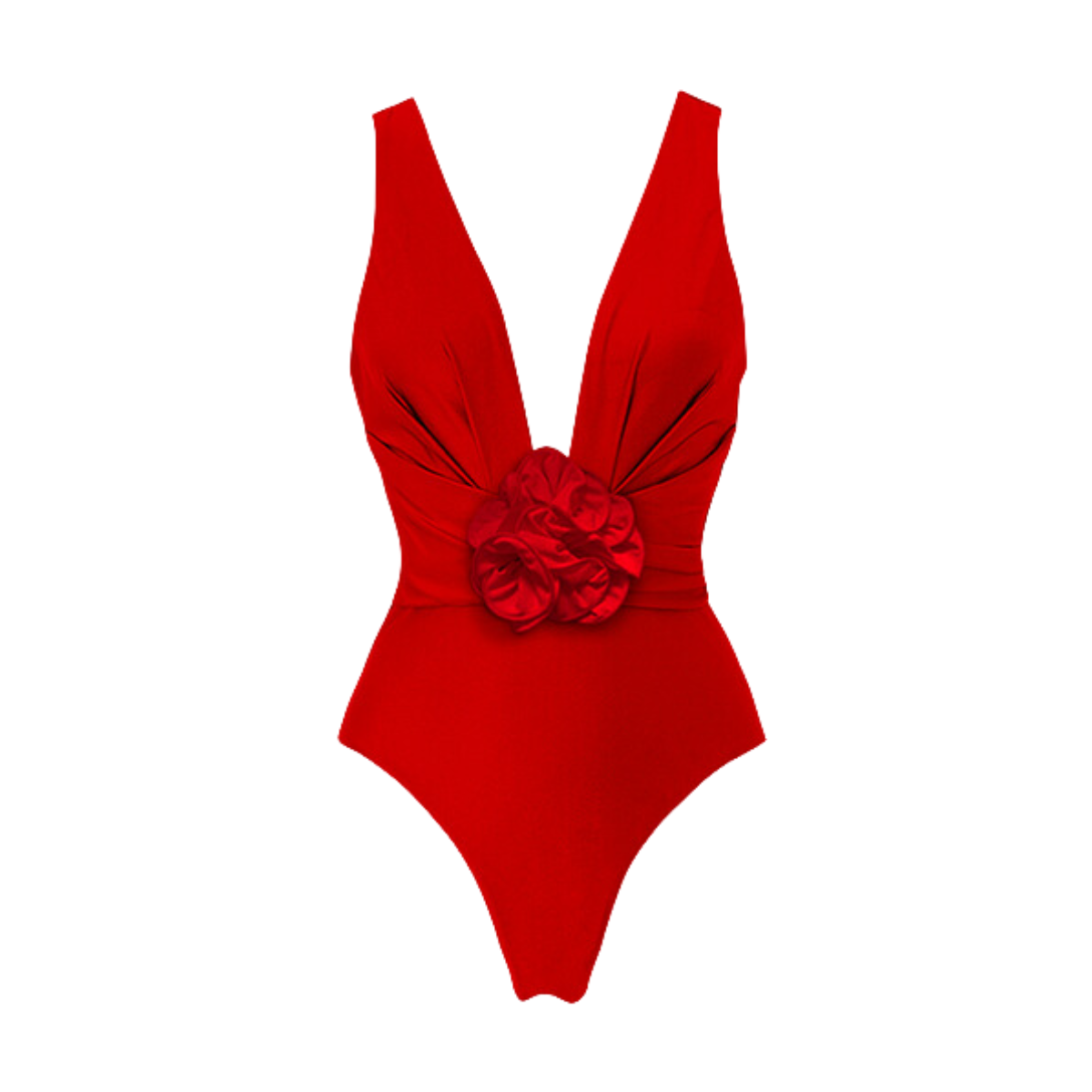 Detachable 3D Flower Red One Piece Swimsuit and Skirt Flaxmaker