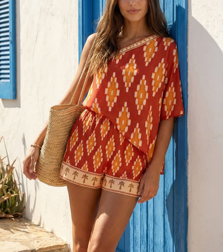 Stylish Bohemian Geometric Two-Piece Set