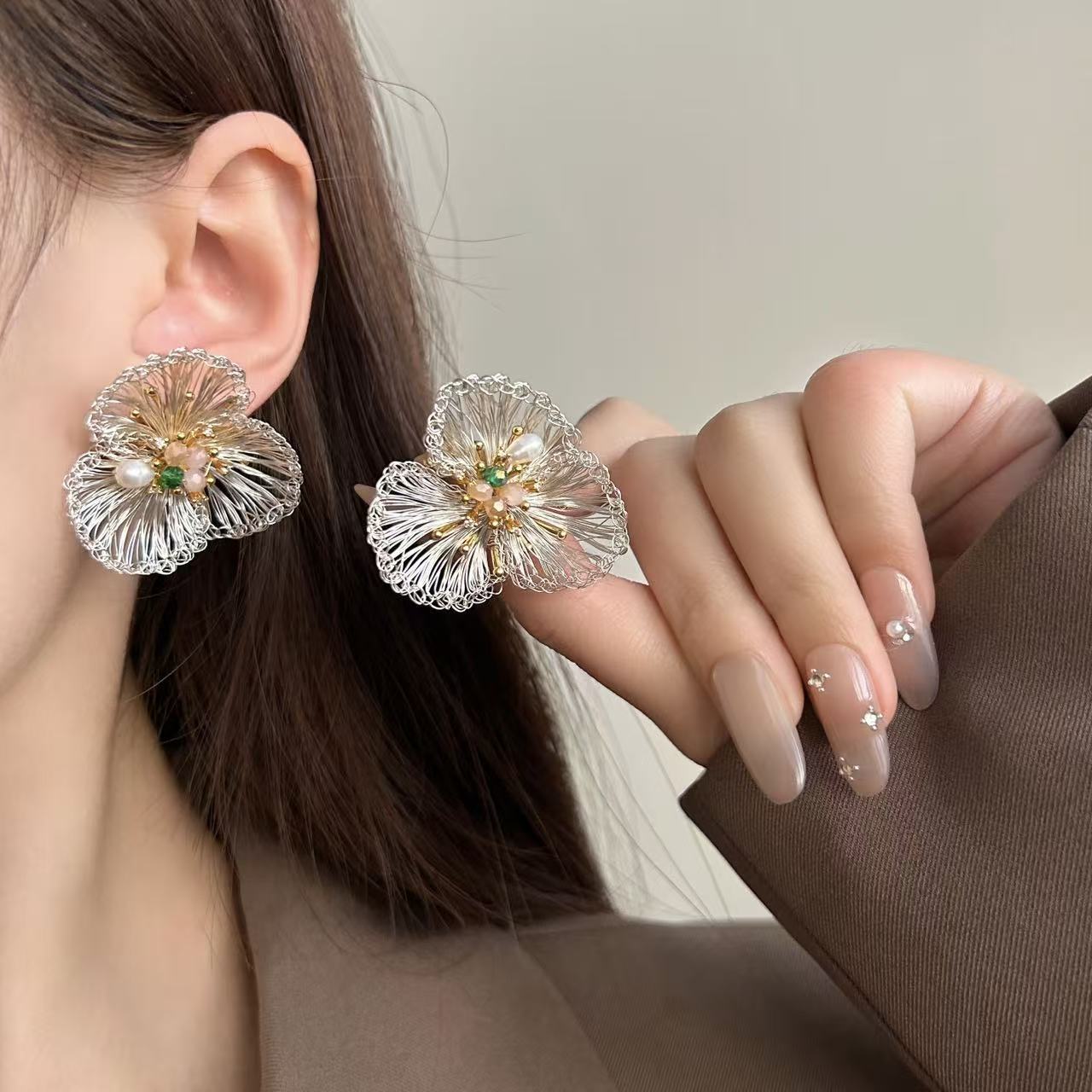 Hand-woven Flower Earrings