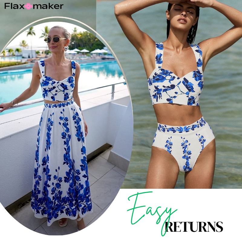 Printed Bikini Swimsuit and Skirt