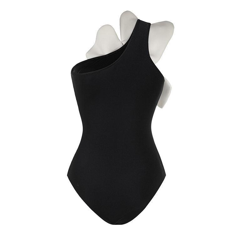 3D Pearl Flower One Shoulder One Piece Swimsuit