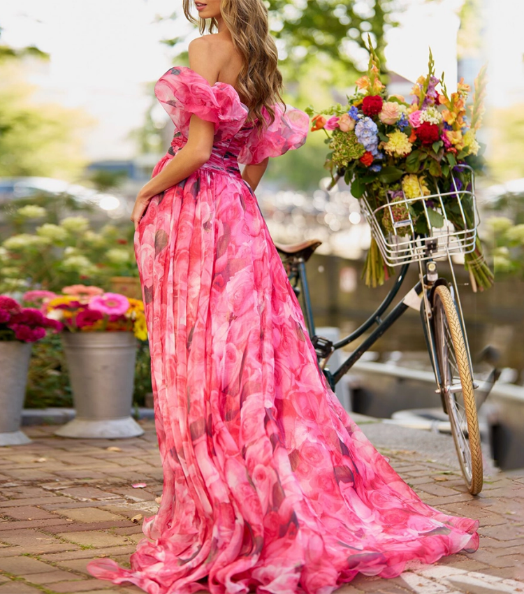 3D Flowers Cutout Floral One Piece Swimsuit and Skirt Flaxmaker