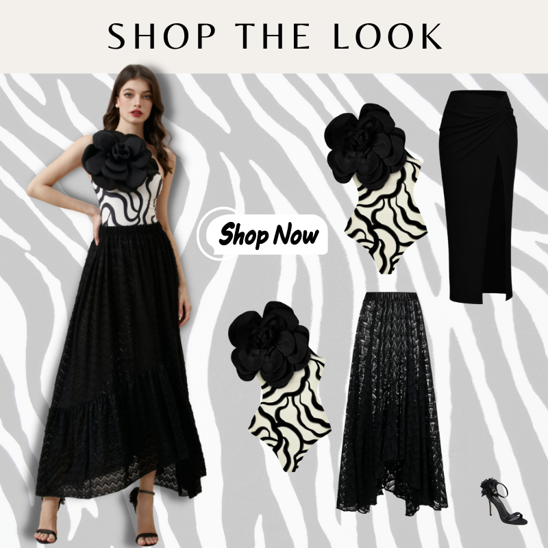 3D Flower Printed One Piece Swimsuit and Skirt Flaxmaker