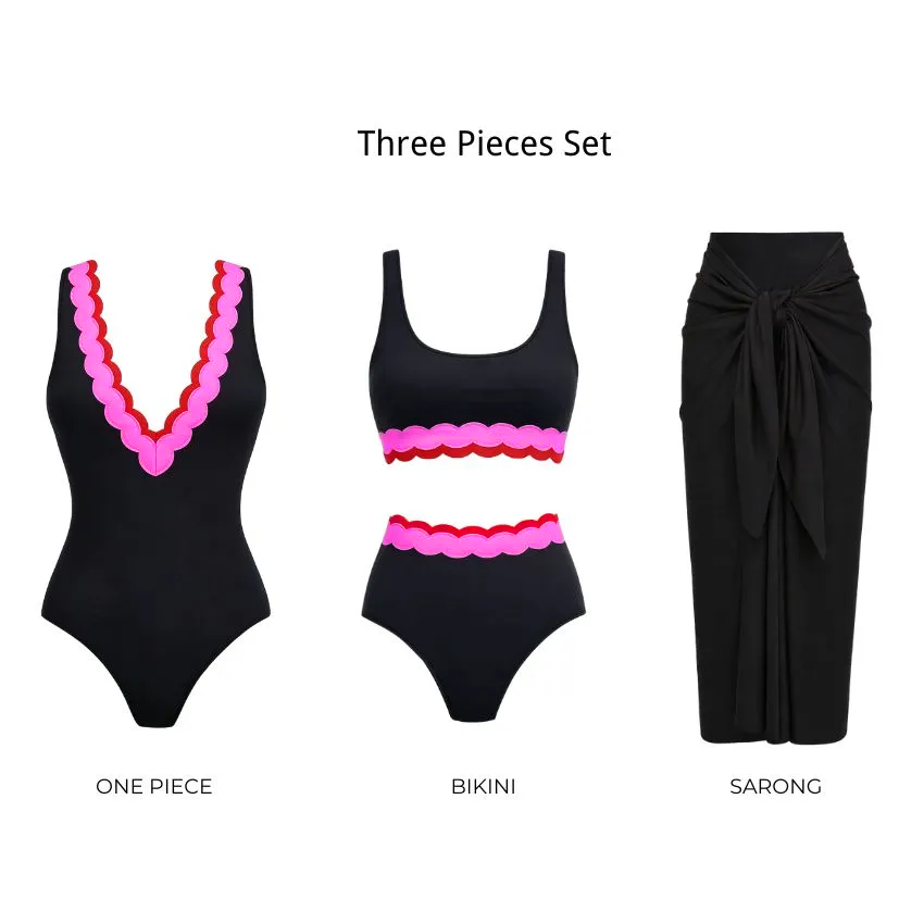 Lace Color Block Swimsuit Set(s)