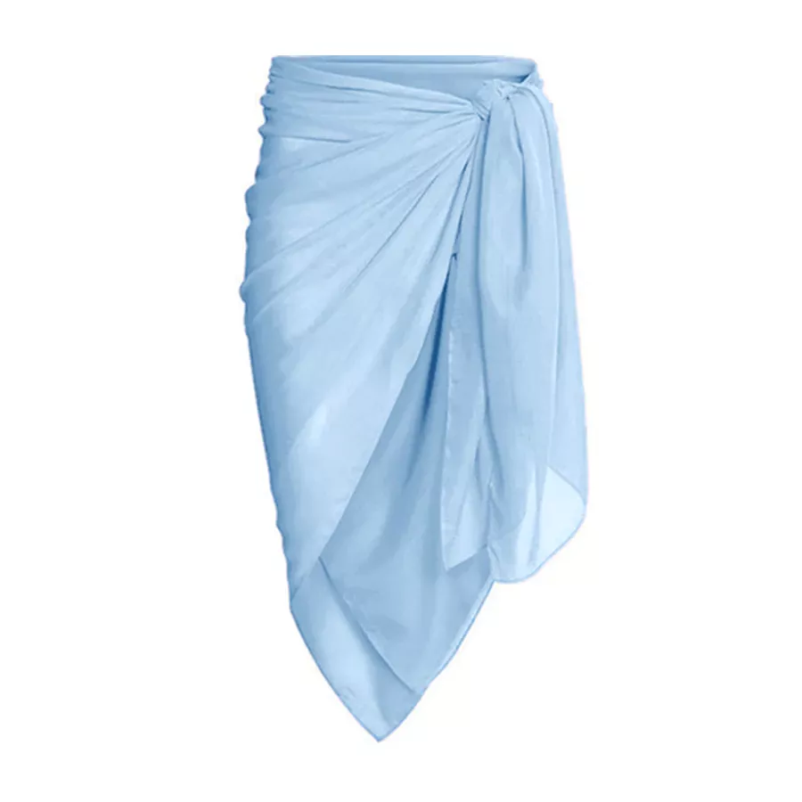 Flaxmaker Blue Reversible Bowknot Tie-shoulder One Piece Swimsuits and Sarong