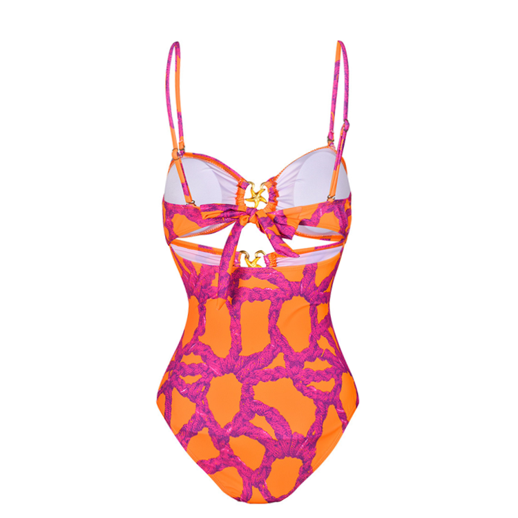Starfish Printed Cutout One Piece Swimsuit and Cardigan
