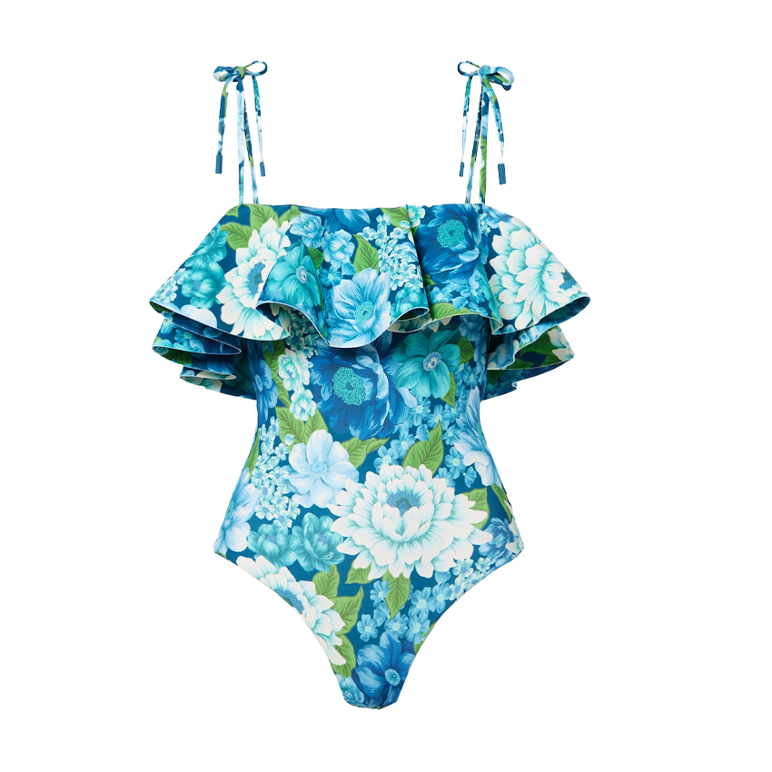 Bandeau Ruffle Printed Swimsuit Set(s)