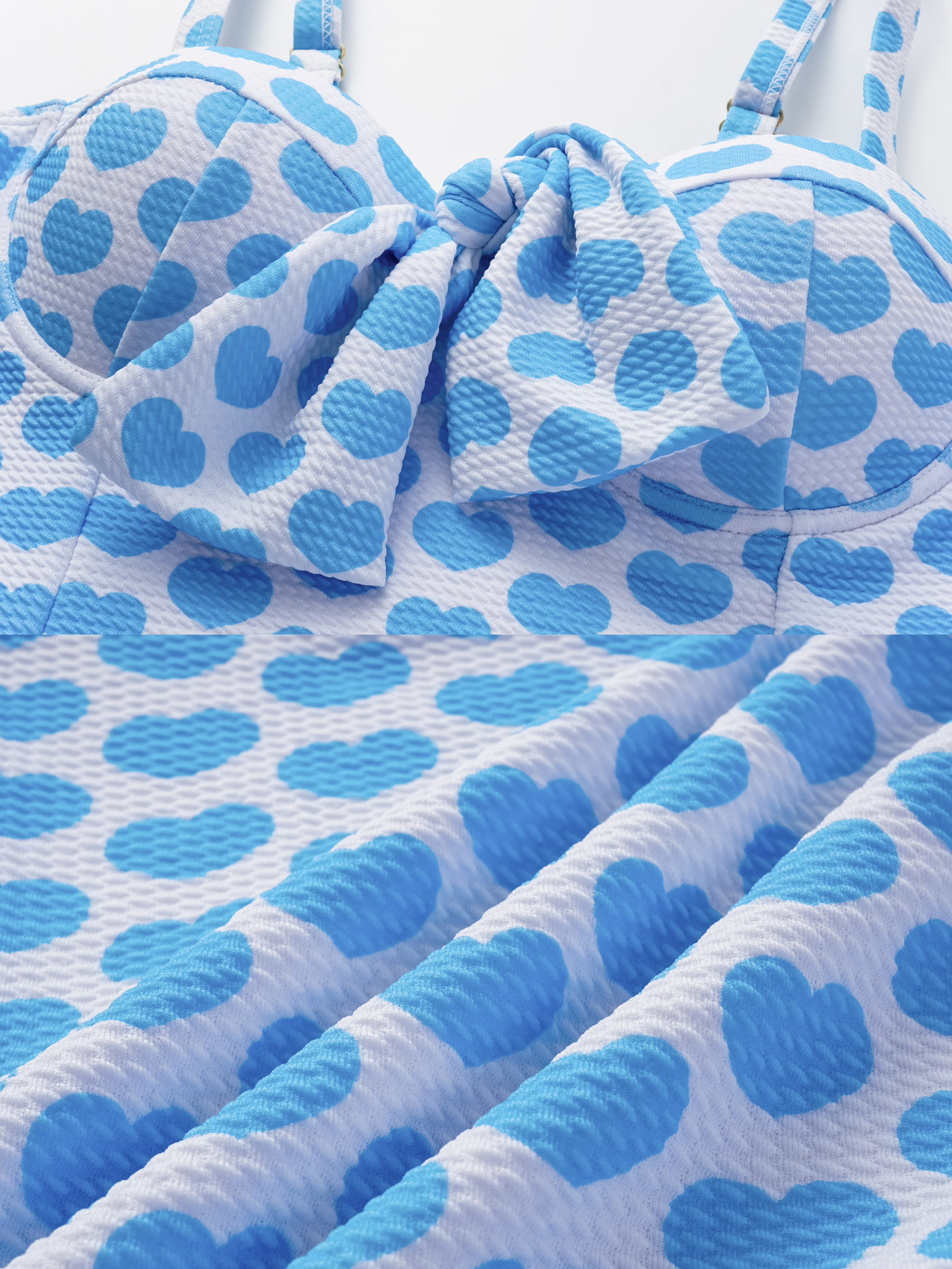 Heart Print Bikini Swimsuit and Skirt