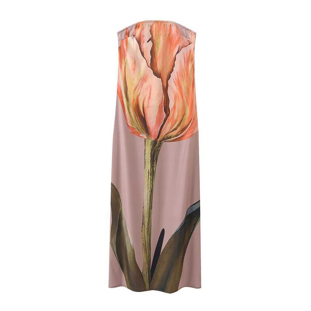 Bandeau Blossom Printed Maxi Dress