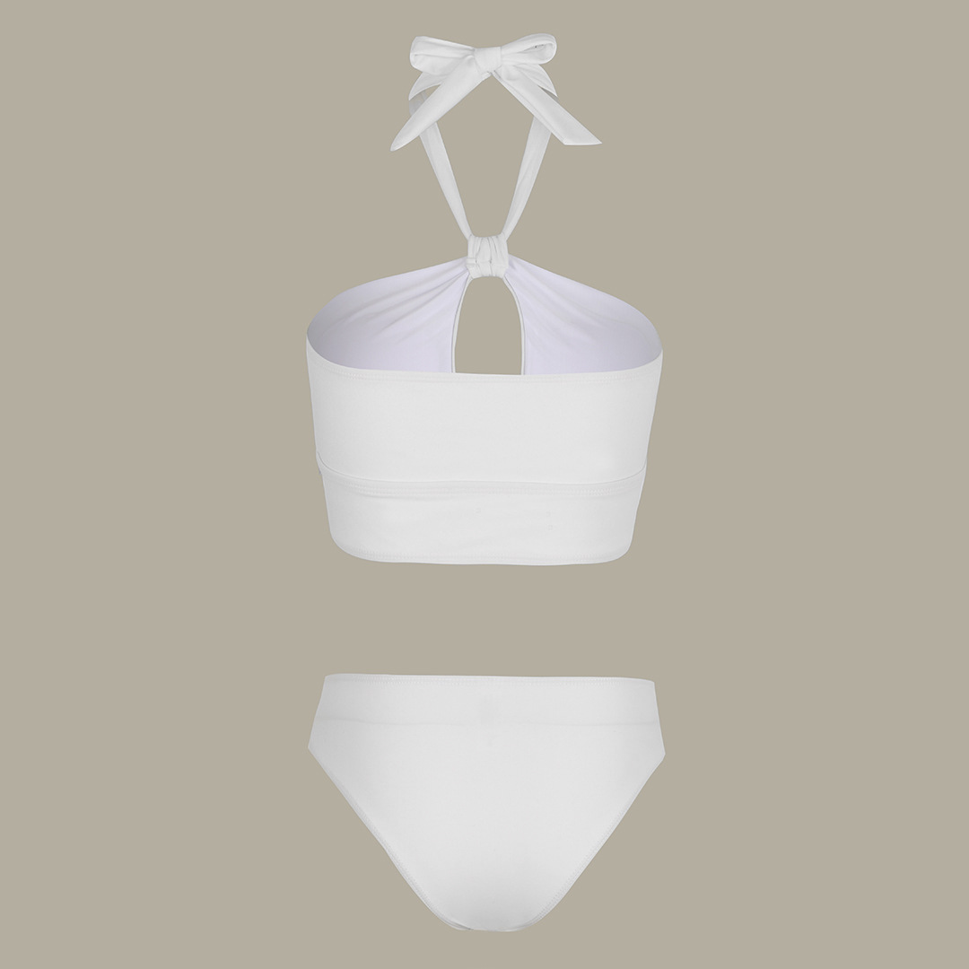 Tassel Solid Color Bikini Swimsuit and Sarong