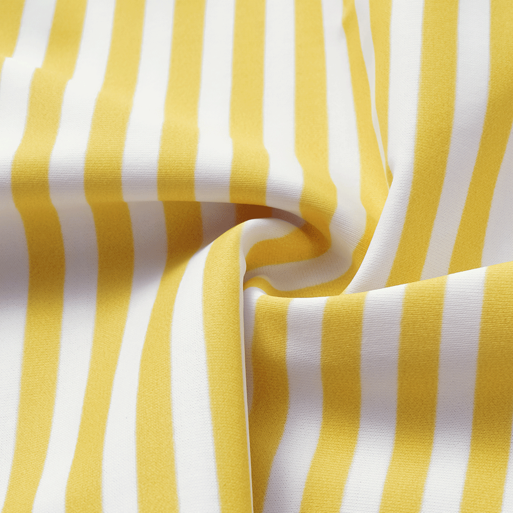 V Neck Ruffle Striped Print One Piece Swimsuit and Skirt