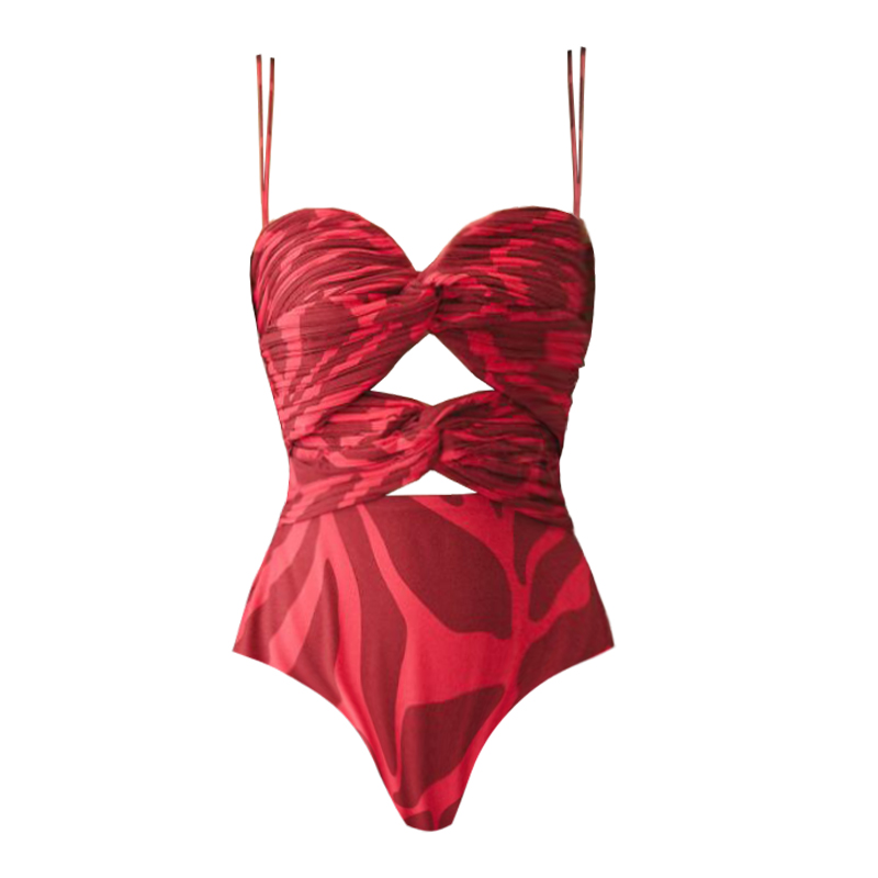 Printed One Piece Swimsuit and Skirt