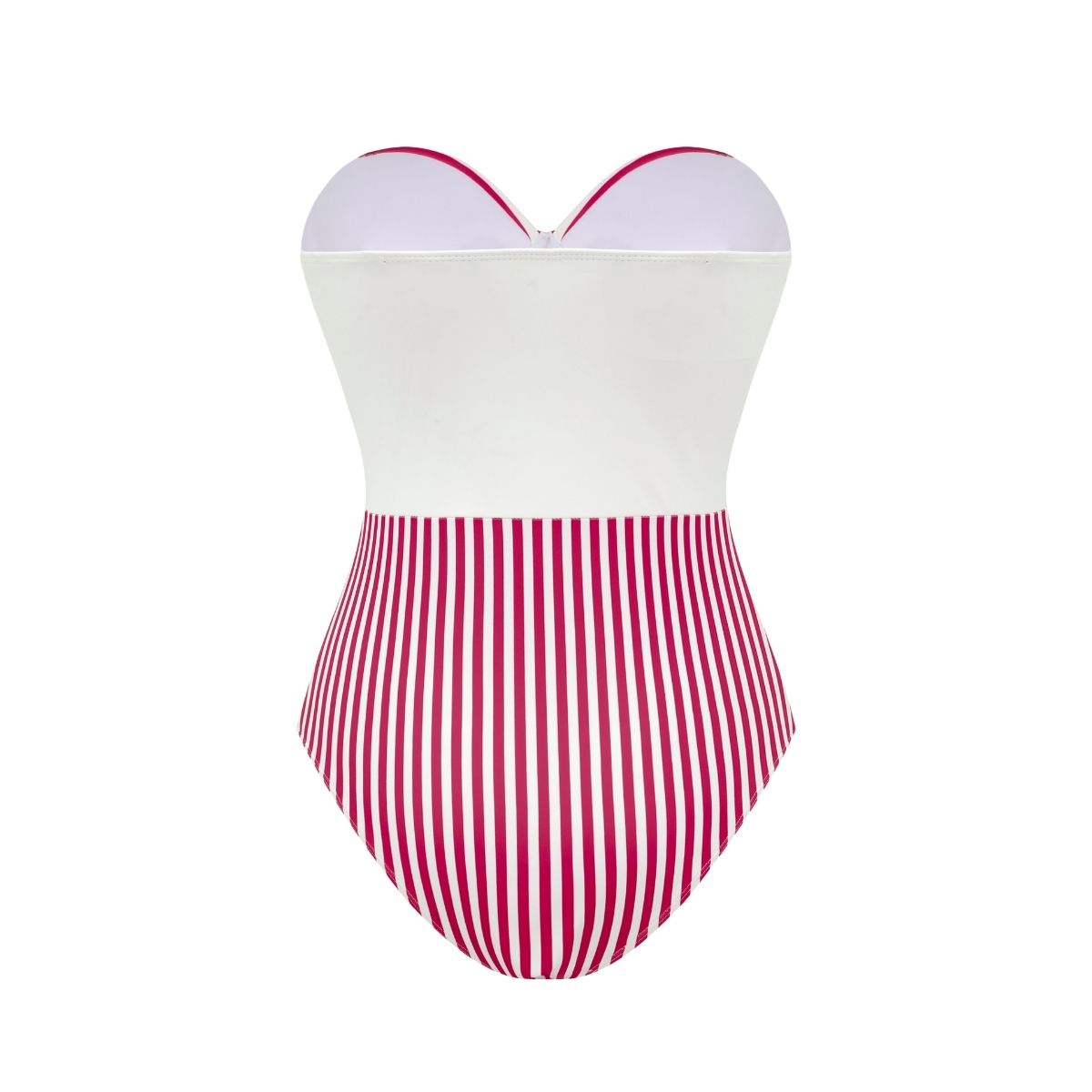 Bandeau Striped Print One Piece Swimsuit and Skirt