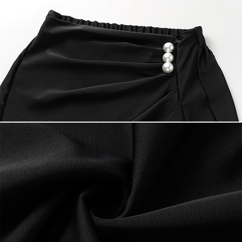 Halter Artificial Pearl Chain One Piece Swimsuit and Skirt Flaxmaker