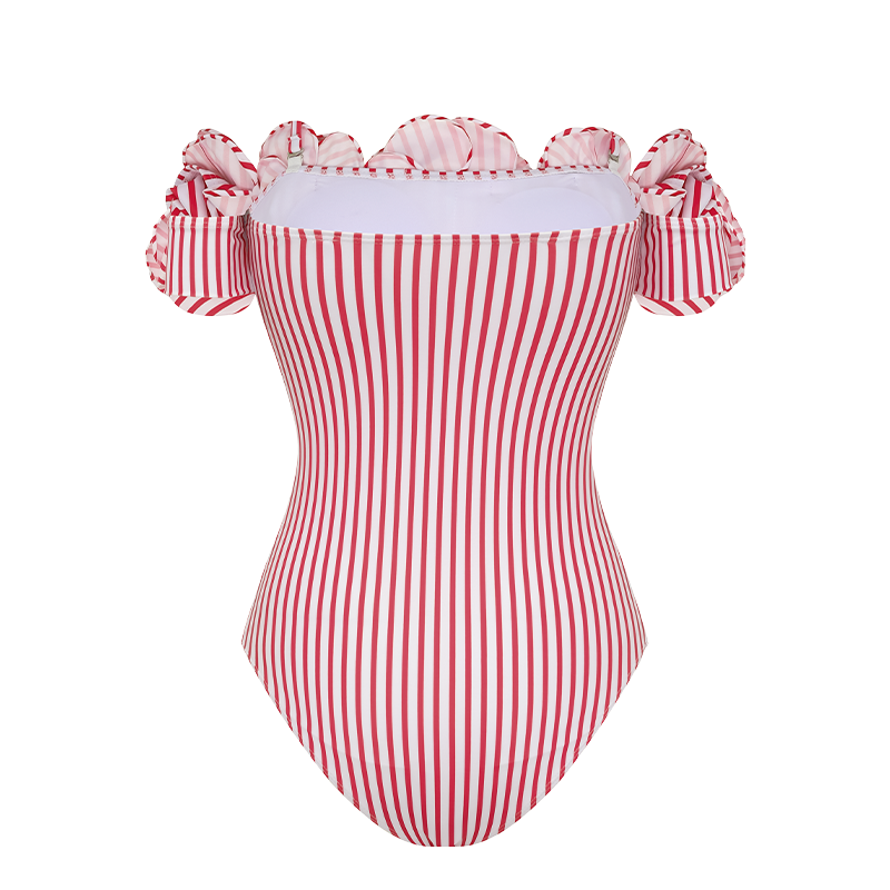 One Shoulder 3D Flower One Piece Swimsuit and Skirt