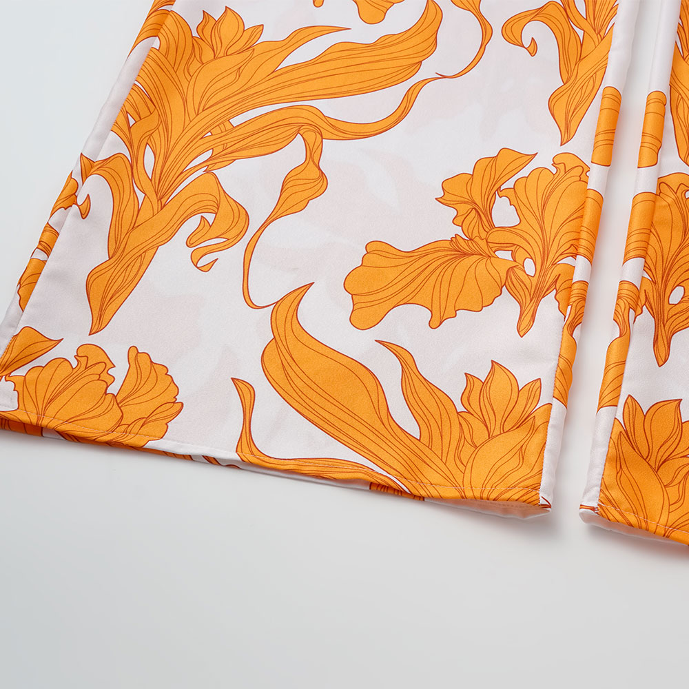 One Shoulder Iris Print One Piece Swimsuit and Pants