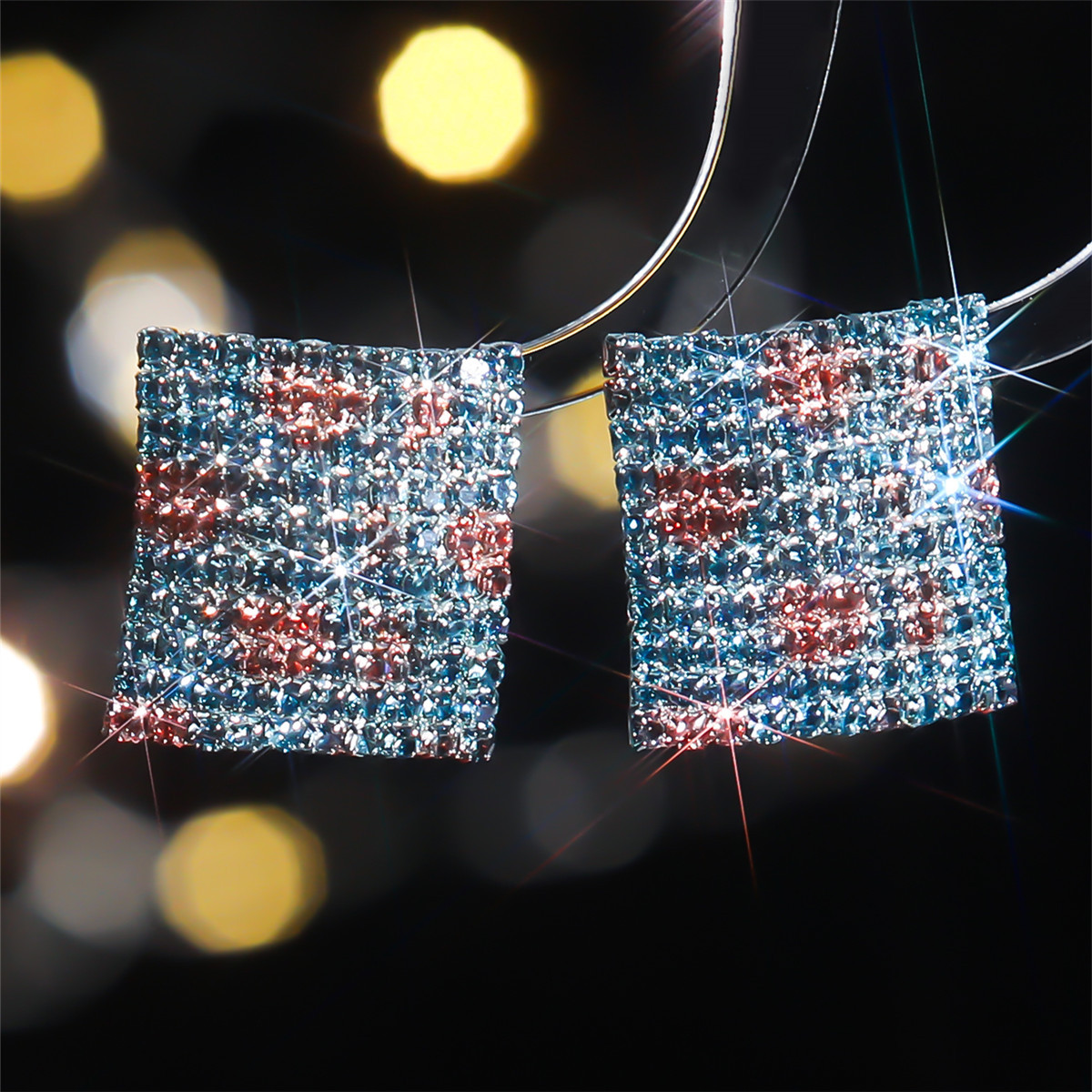 Square Rhinestone Stud Earrings