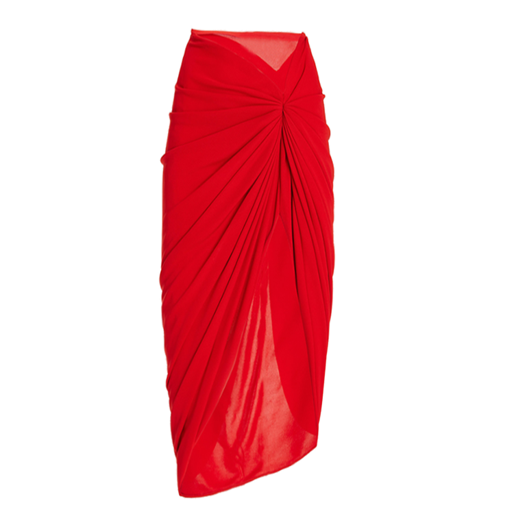 3D Flower Removable Strap Red One Piece Swimsuit and Sarong Flaxmaker