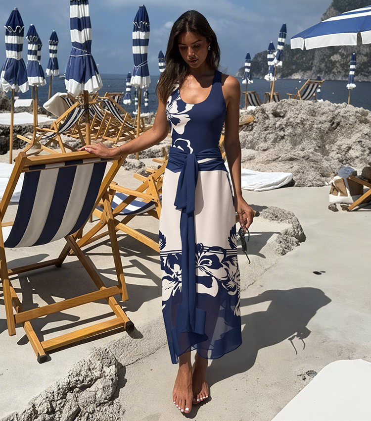 Round Neck Casual Flower Print Swimsuit Set(s)