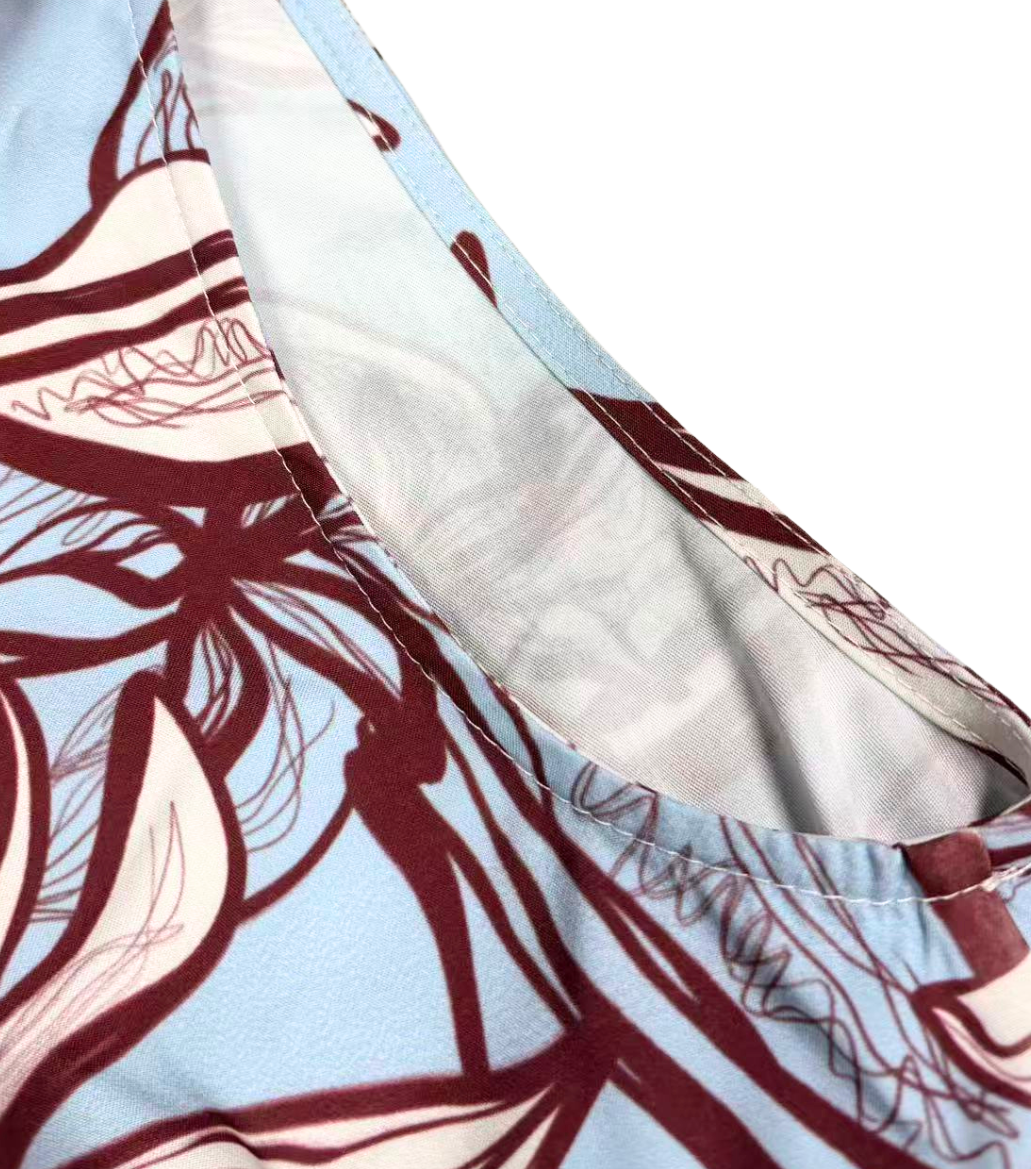 Light Blue Floral Print V-Neck Wrap Jumpsuit