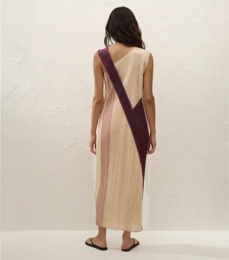 Pleated Loose-Fit Halter Neck Beach Dress