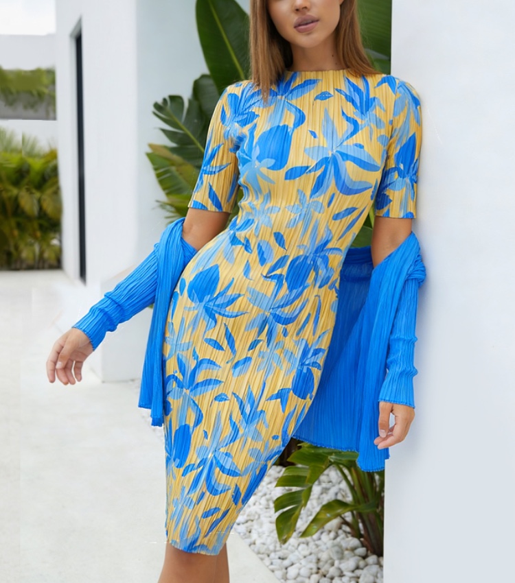 3[Copy]Floral Pleated Midi Dress