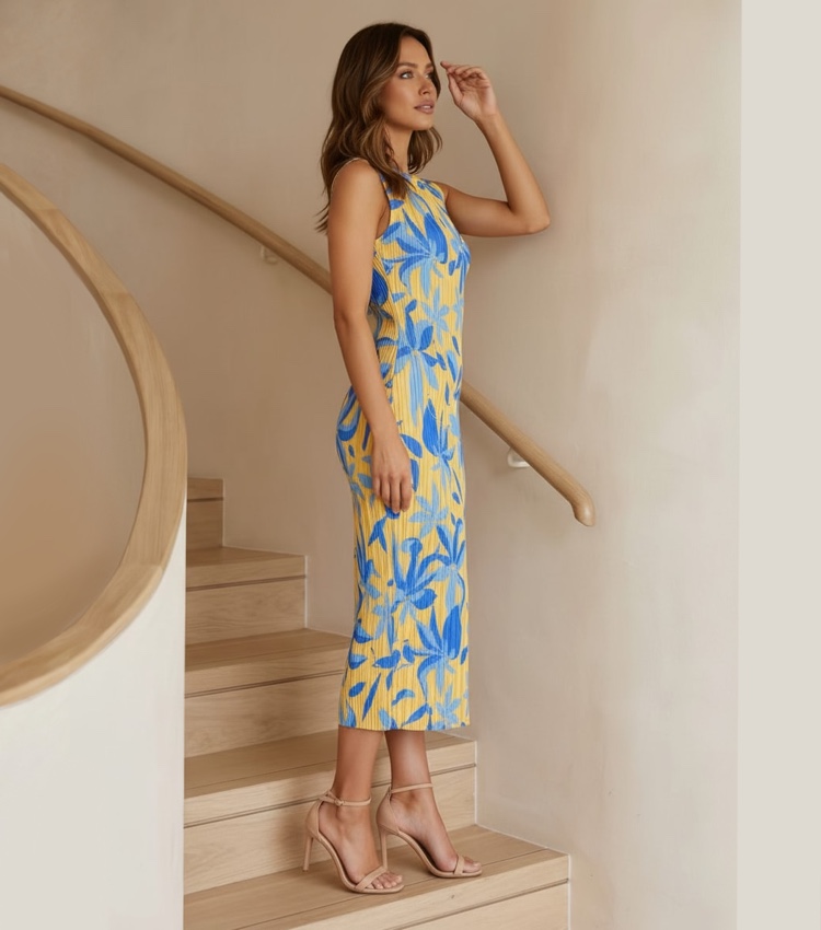 4[Copy]Floral Pleated Midi Dress