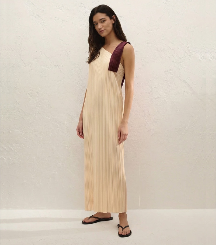 Pleated Loose-Fit Halter Neck Beach Dress