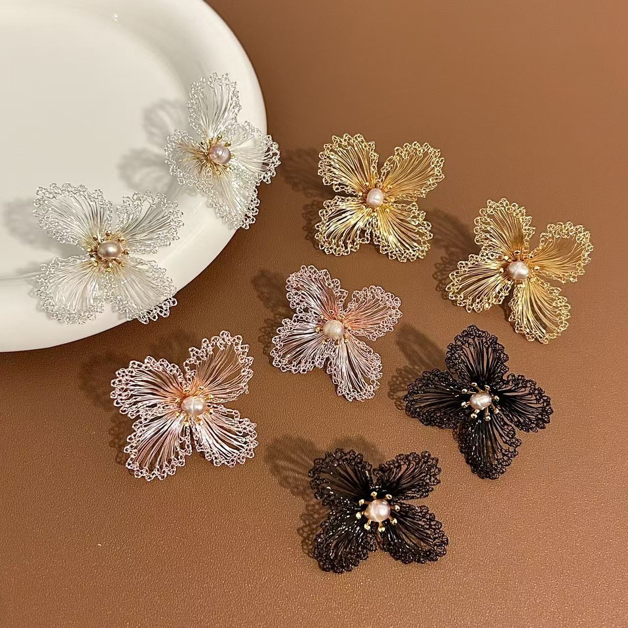 Hand-woven Flower Earrings