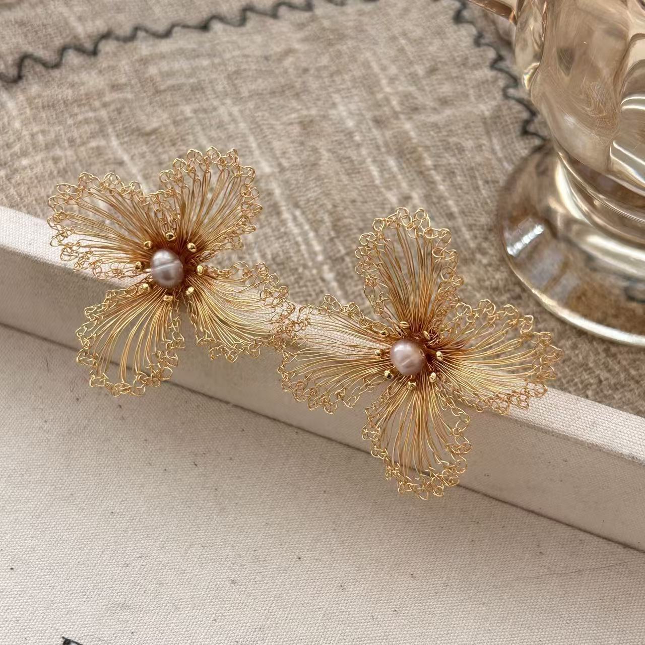 Hand-woven Flower Earrings