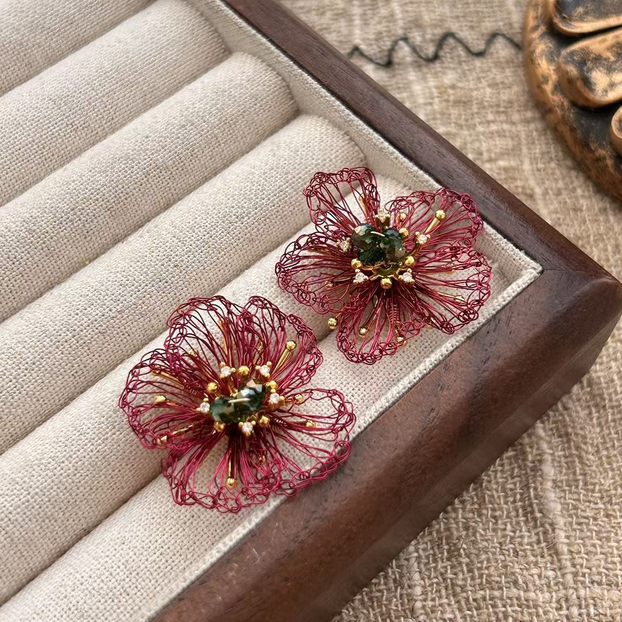 Hand-woven Flower Earrings