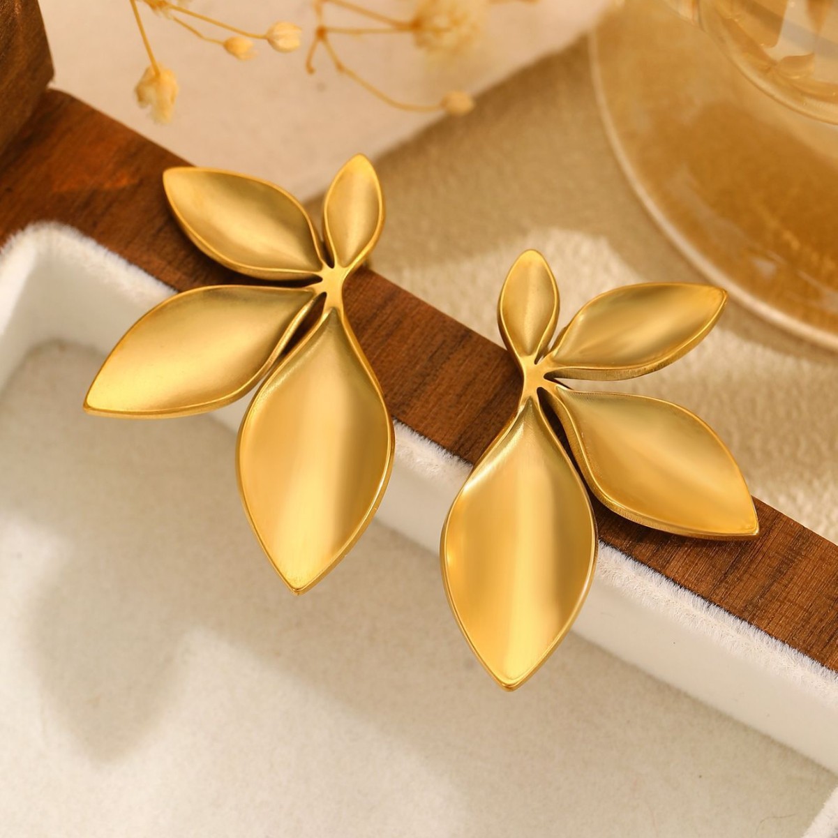 Flower and Leaf Earrings