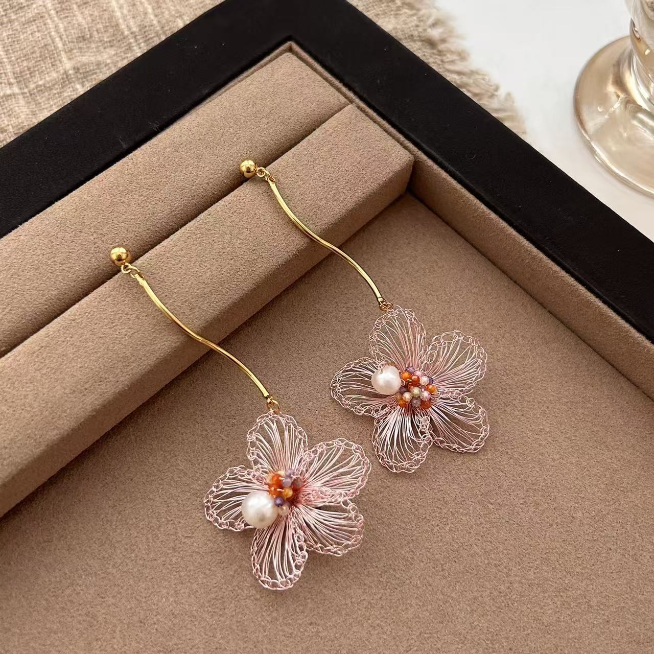Hand-woven Flower Earrings