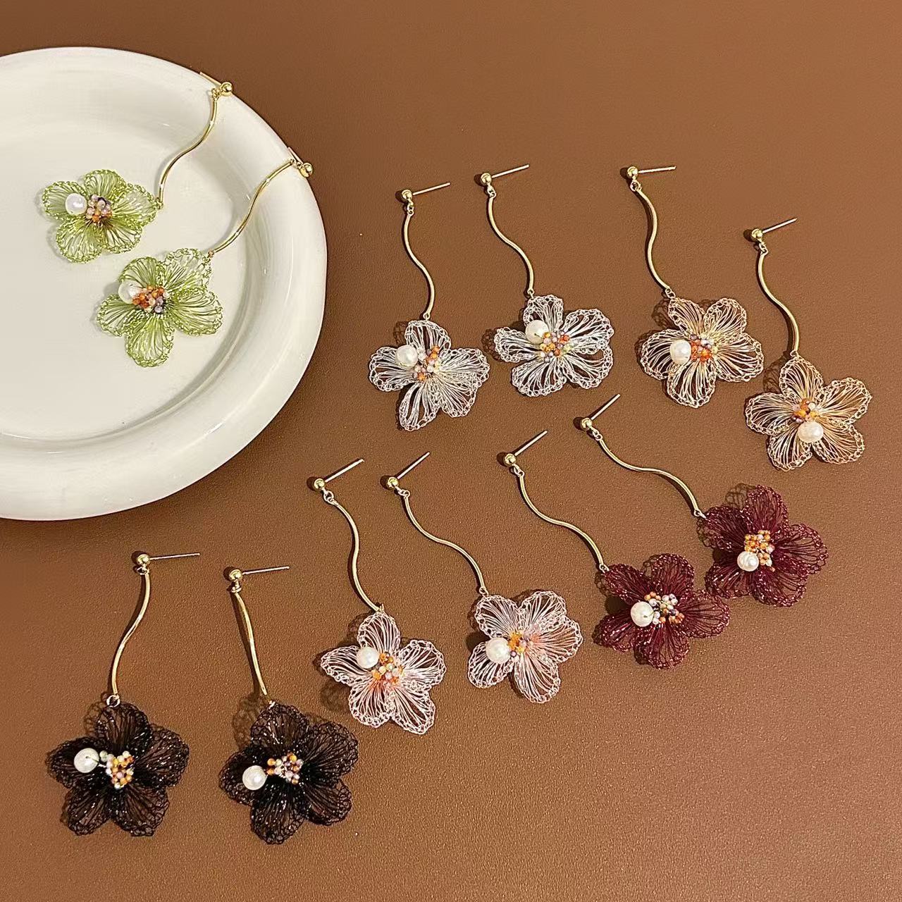 Hand-woven Flower Earrings