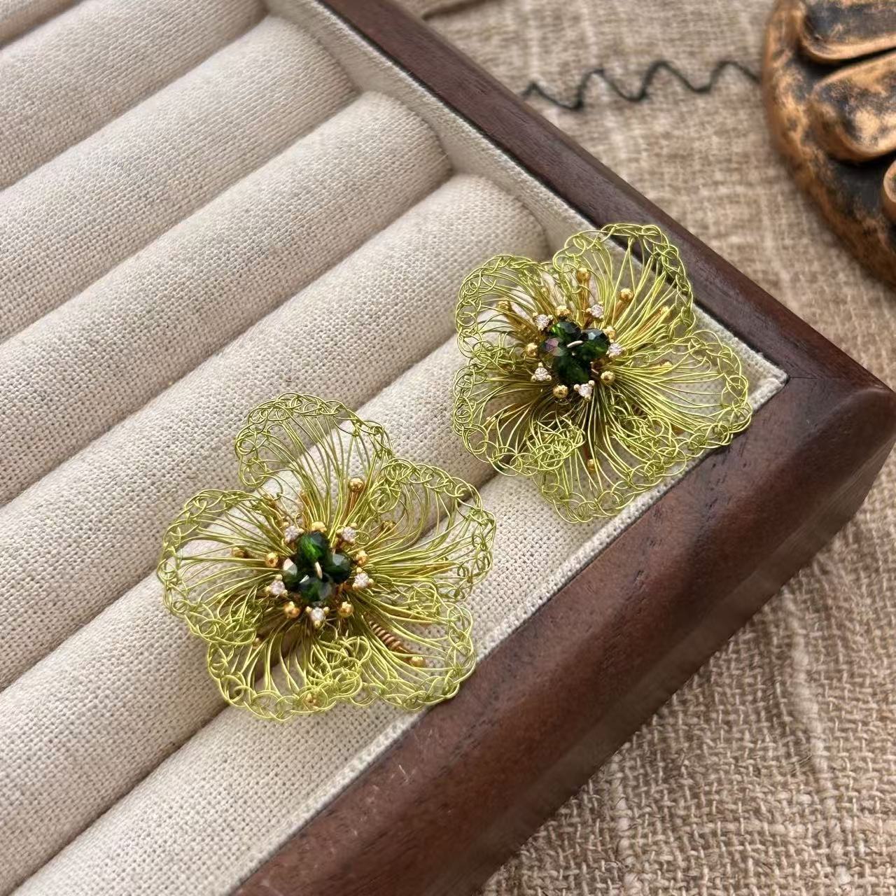Hand-woven Flower Earrings