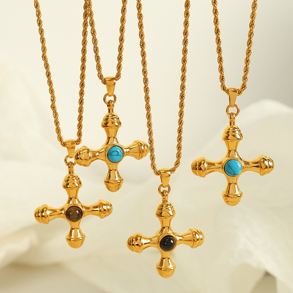 Tiger's Eye Cross Necklace