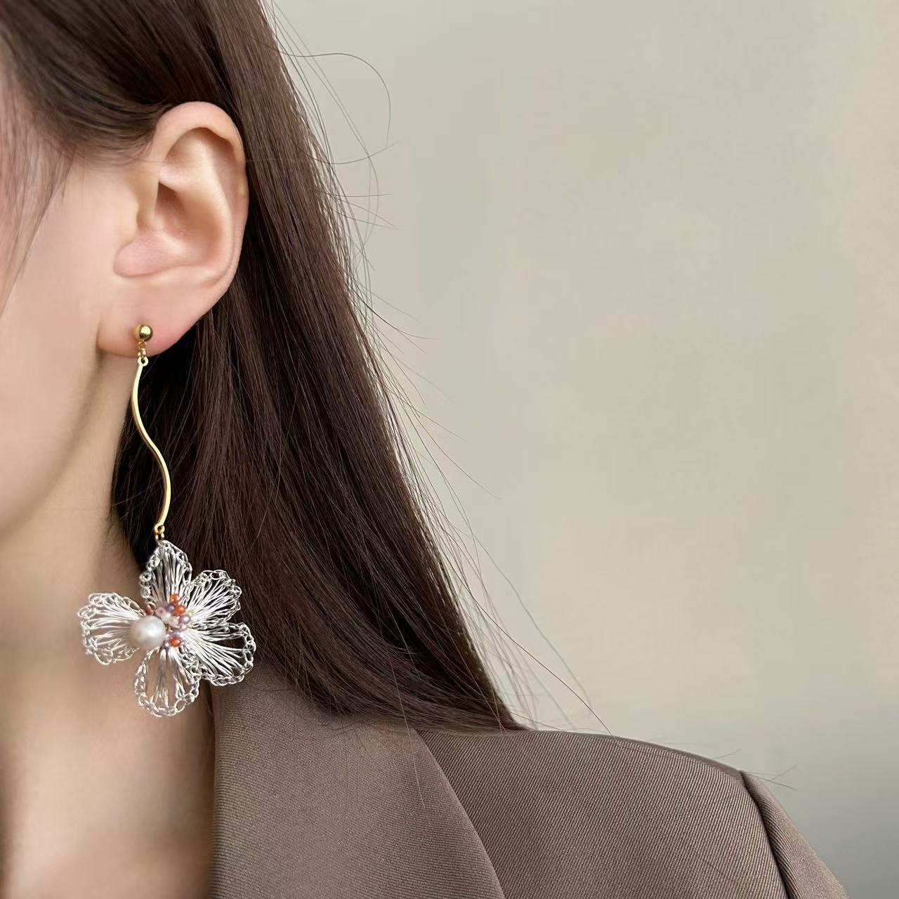 Hand-woven Flower Earrings